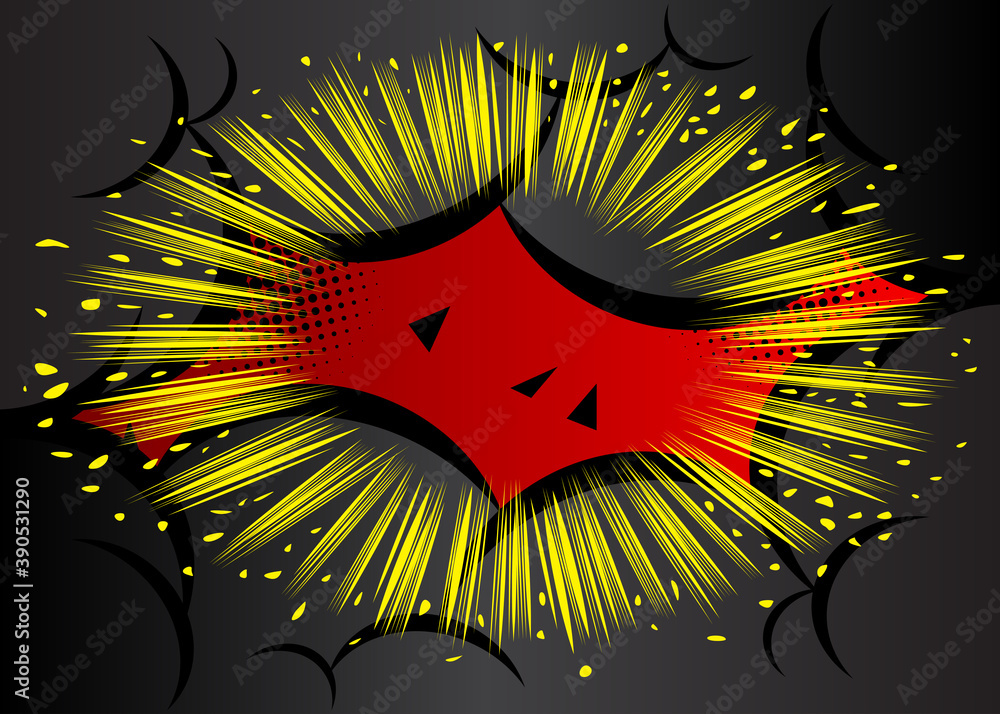 Fototapeta premium Cartoon design colored background. Vector comic book illustration. Comics backdrop for fashion sale social media post design. Abstract design for banners, covers of