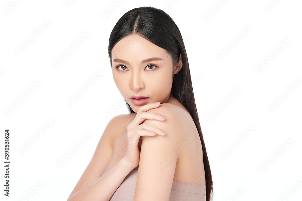 Beautiful young asian woman with clean fresh skin on white background, Face care, Facial treatment, Cosmetology, beauty and spa, Asian women portrait Beautiful young asian woman with clean fresh skin on white background, Face care, Facial treatment, Cosmetology, beauty and spa, Asian women portrait