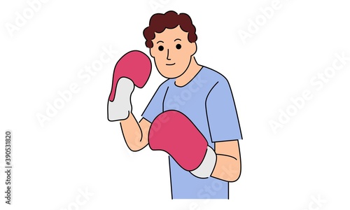 Man wearing boxing gloves sport