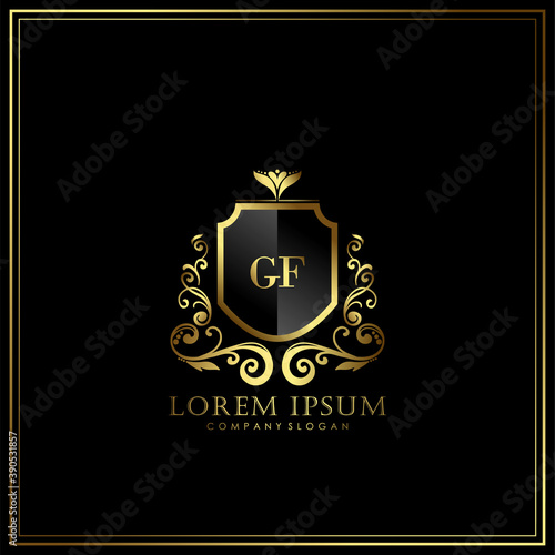GF Initial Letter Luxury Logo template in vector art for Restaurant, Royalty, Boutique, Cafe, Hotel, Heraldic, Jewelry, Fashion and other vector illustration