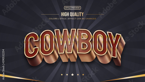 Luxury 3D text style with embossed and curved effect in brown and gold tones