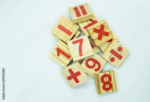 Wooden mathematics numbering toys for children.