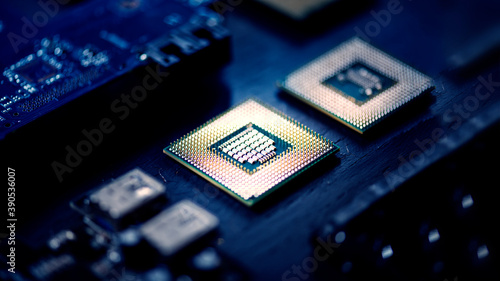 Computer chips on a processor