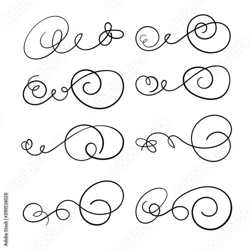 vintage swirl hand draw calligraphic vector set