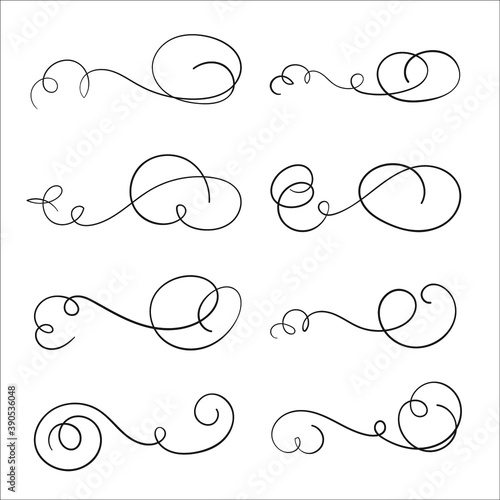 vintage swirl hand draw calligraphic vector set
