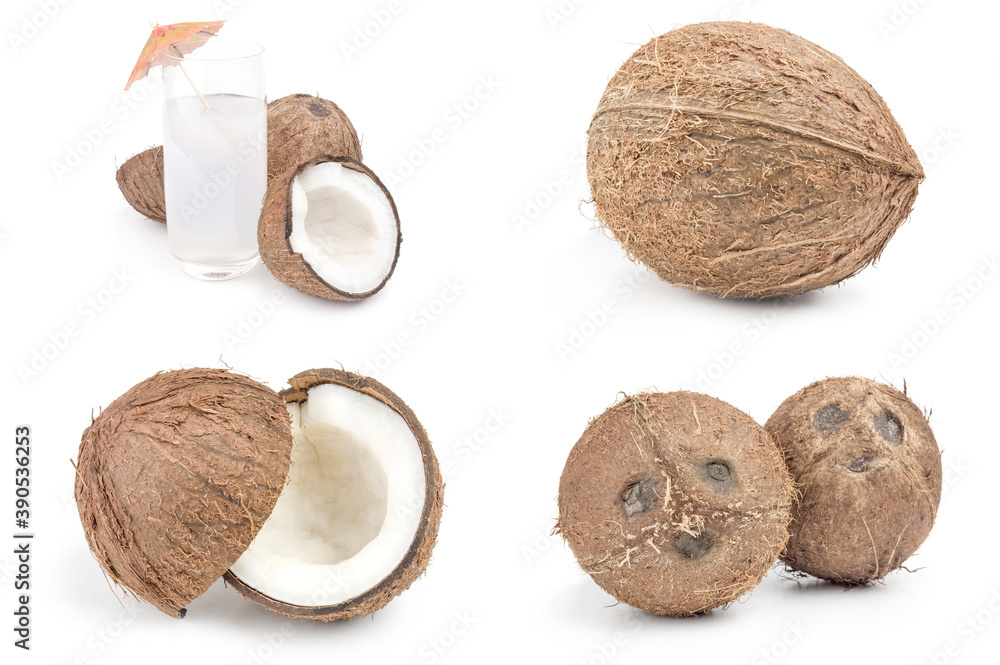 Set of coconut isolated over a white background Set of coconut isolated over a white background
