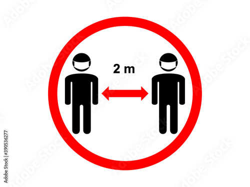 COVID-19 safety social distance 2 meters sign