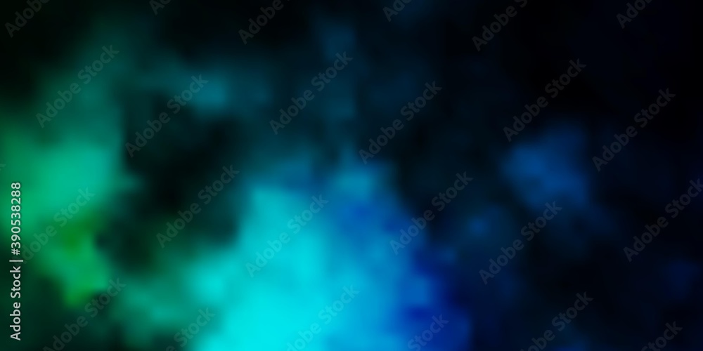 Dark Blue, Green vector backdrop with cumulus. Dark Blue, Green vector backdrop with cumulus.