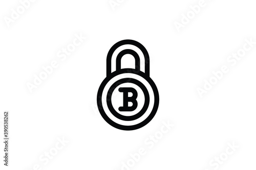 Bitcoin Outline Icon - Bitcoin Lock