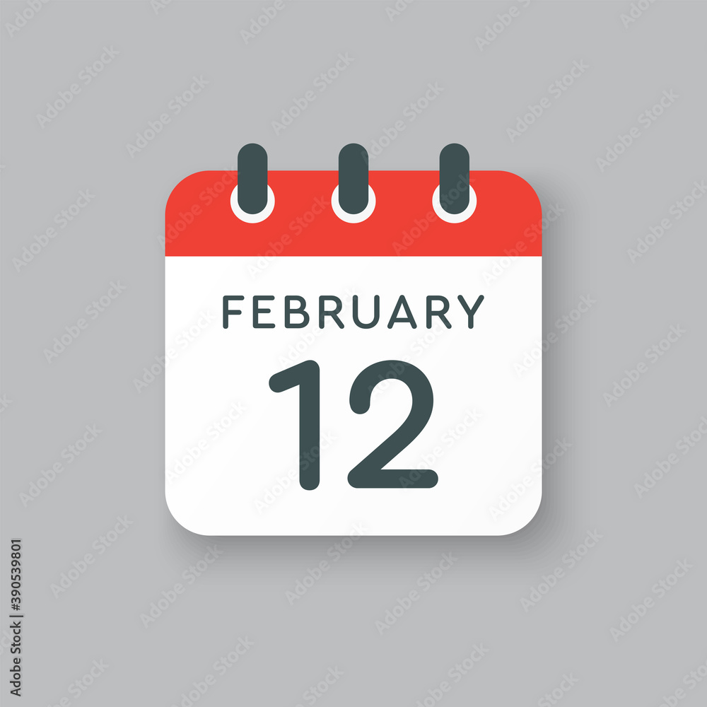Icon day date 12 February, template calendar page Icon day date 12 February, template calendar page