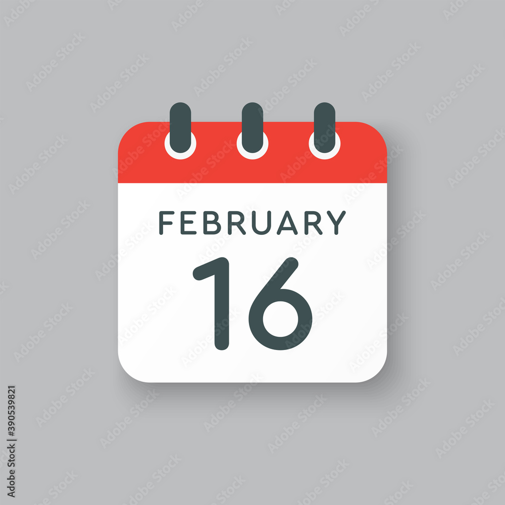 Icon day date 16 February, template calendar page Icon day date 16 February, template calendar page