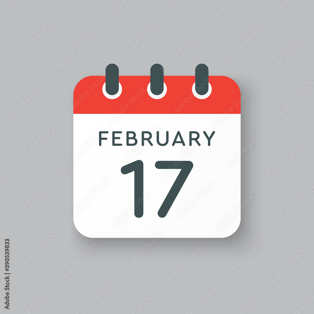 Icon day date 17 February, template calendar page Icon day date 17 February, template calendar page