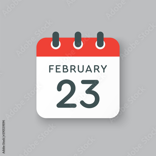 Icon day date 23 February, template calendar page