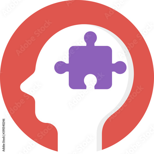 
Shady design of a character with puzzle piece symbolic of creative brain
