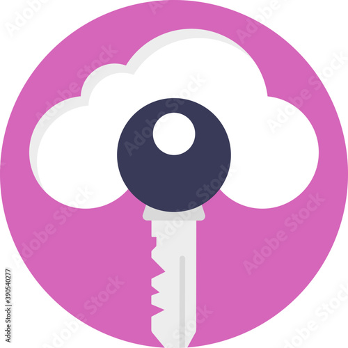 
Flat icon representing cloud network integrity 

