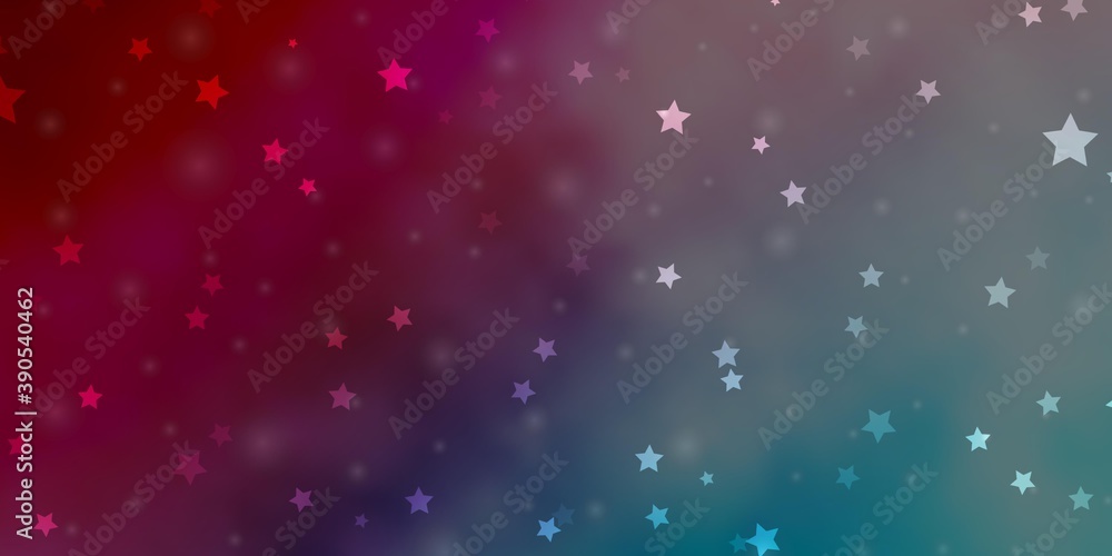 Light Blue, Red vector layout with bright stars.