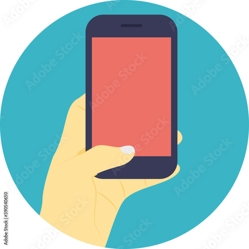 
Hand holding smartphone with blank screen 
