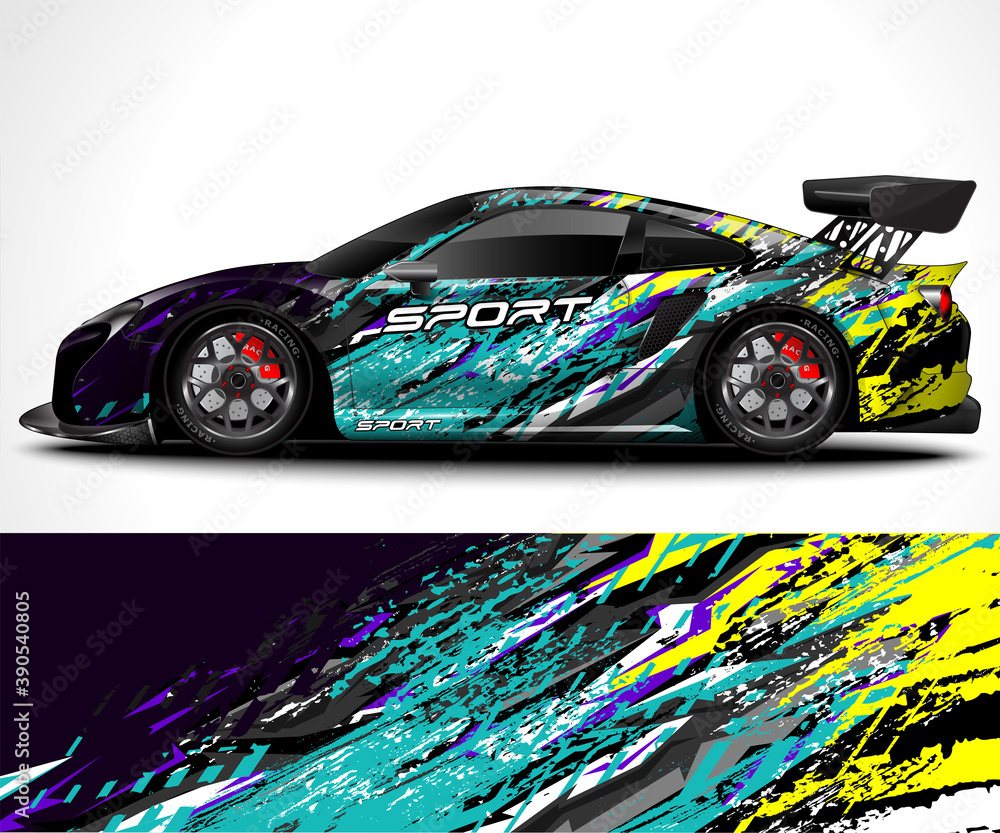 Abstract background for racing sport car Wrap design and vehicle livery