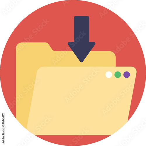 
A document folder with downwards sign symbolic of file downloading
