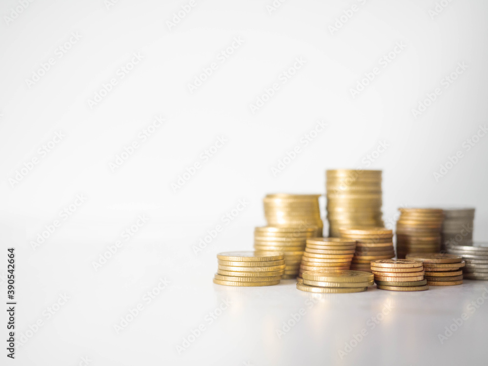 Savings that were piled up in layers White background Savings that were piled up in layers White background