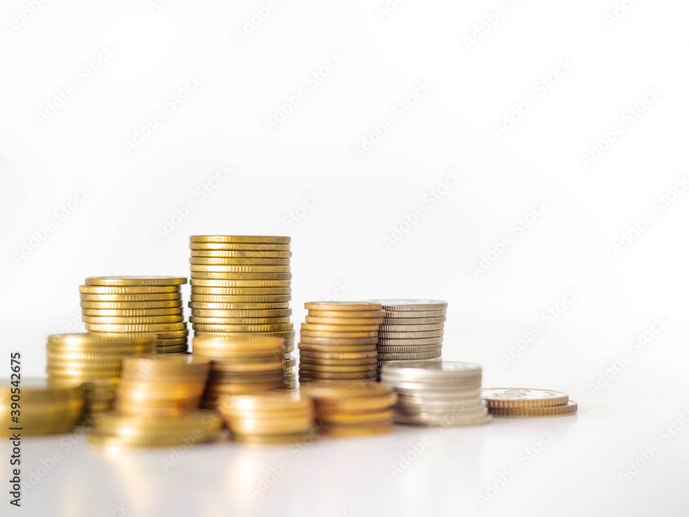Savings that were piled up in layers White background Savings that were piled up in layers White background