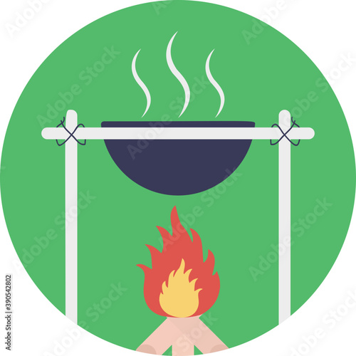 
Campsite campfire to provide light and warmth along with cooking food
