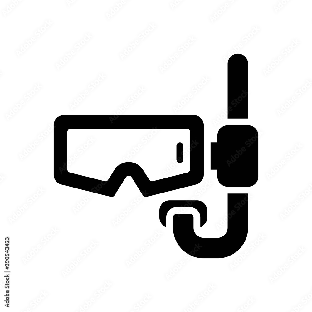 snorkel icon in glyph style isolated on white background. EPS 10 snorkel icon in glyph style isolated on white background. EPS 10