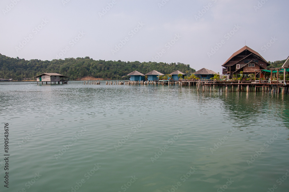 Fishing villages lined up in the sea