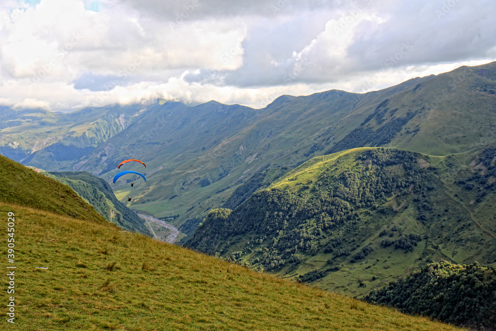paragliding high in the mountains of Georgia