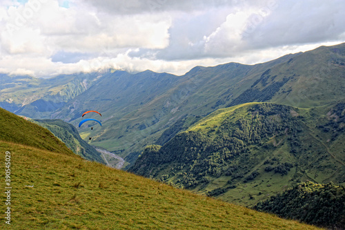 paragliding high in the mountains of Georgia