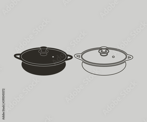 casserole pan icon design. Symbol of cooking utensils. casserole pan vector illustration symbol icon clipart on white isolated background.