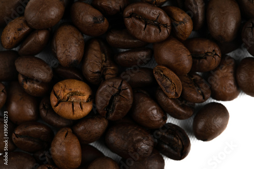 Fresh Coffee Beans from Above Close Up on a White Background © Paul