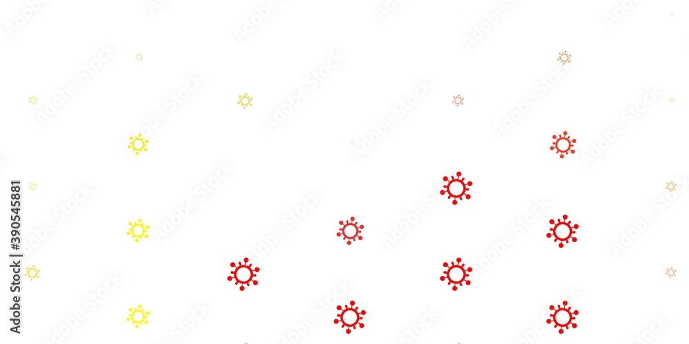 Light Red, Yellow vector pattern with coronavirus elements.