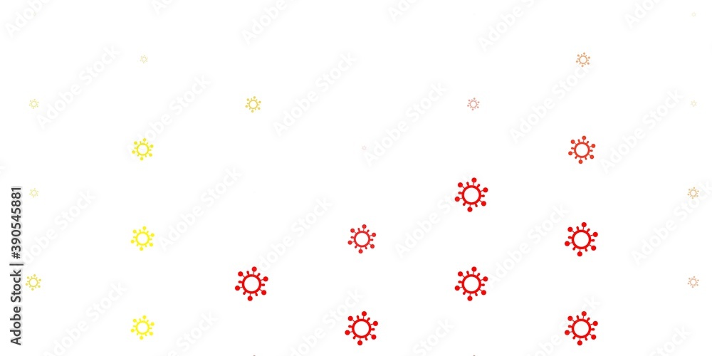 Light Red, Yellow vector pattern with coronavirus elements. Light Red, Yellow vector pattern with coronavirus elements.