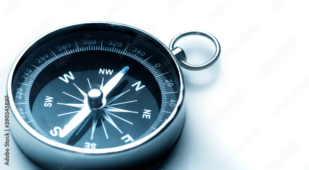 Metal Navigational Compass on a white