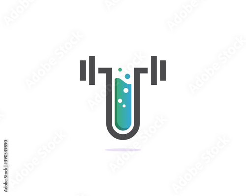 Lab gym logo template. Creative fitness logo design