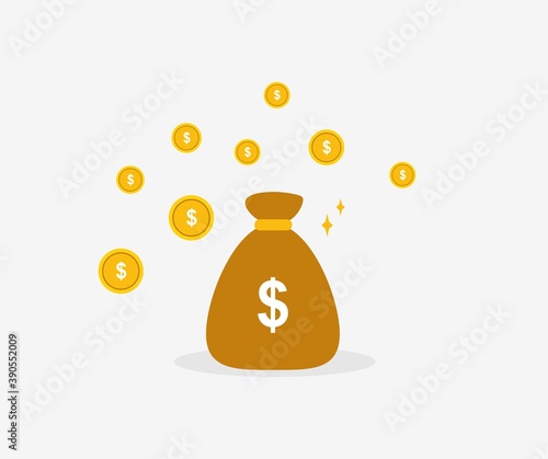 design about money bag and coin icon