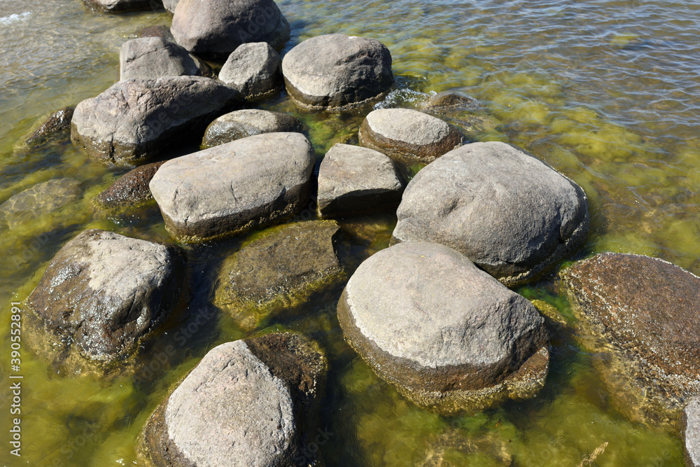 Large stones at Baltic sea shore