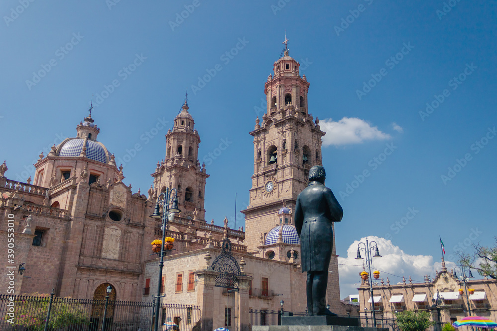 Decorations allusive to the day of the dead in the historic center of morelia, mexico