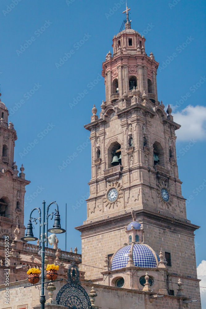 Decorations allusive to the day of the dead in the historic center of morelia, mexico