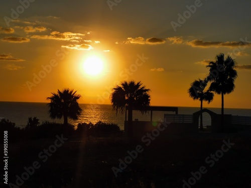 sunset over the beach in peyia, Cyprus