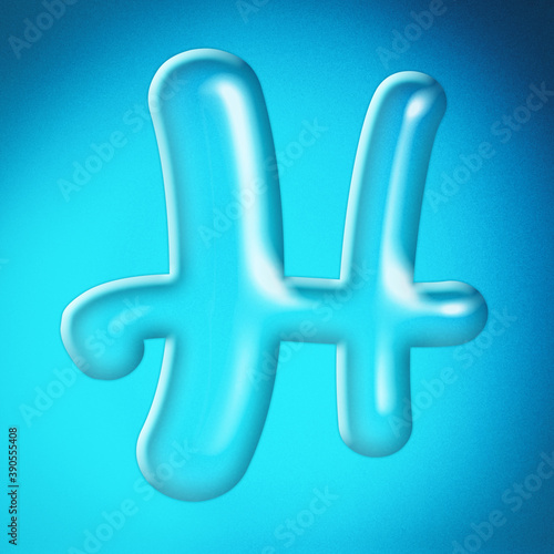 Water letter A alphabet clear water letter. 3D Rendering