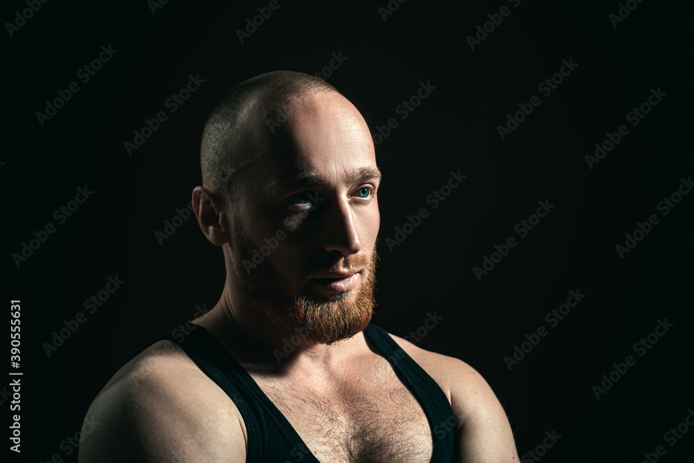 Young handsome man with red beard, mustache and trendy hairdo. Young handsome man with red beard, mustache and trendy hairdo.