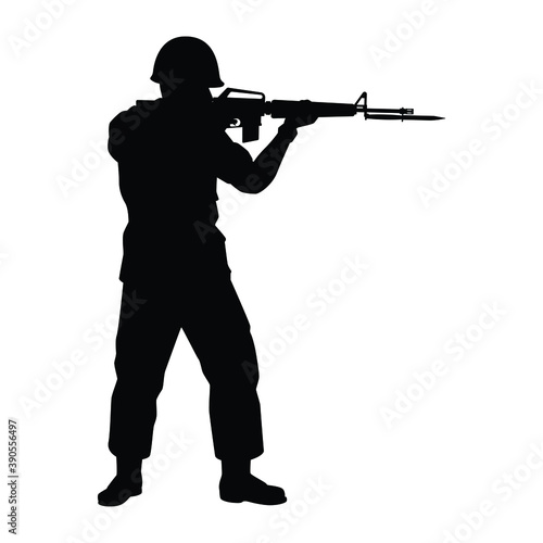 Soldier with rifle gun silhouette vector 