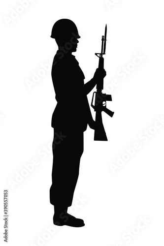 Soldier with rifle gun silhouette vector	
