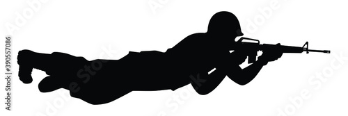 Soldier with rifle gun silhouette vector 