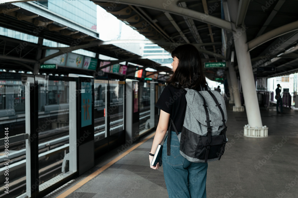 Thai woman travel alone in Bangkok.