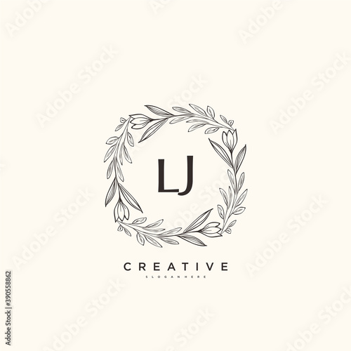 LJ Beauty vector initial logo art, handwriting logo of initial signature, wedding, fashion, jewerly, boutique, floral and botanical with creative template for any company or business. photo