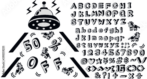 UFOと立体文字