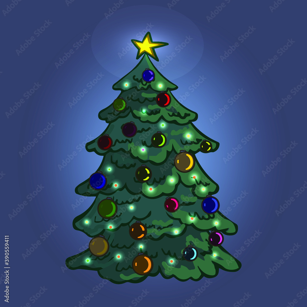 christmas tree on a blue background christmas tree on a blue background